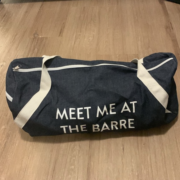 Private Party Meet Me At The Barre Blue Denim Gym Workout Bag Travel Duffle - Picture 2 of 3